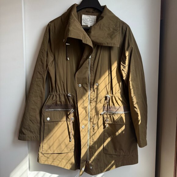 Rachel Roy Oversized-Collar Asymmetrical Anorak Jacket Army Green (Size Large) - Picture 2 of 7